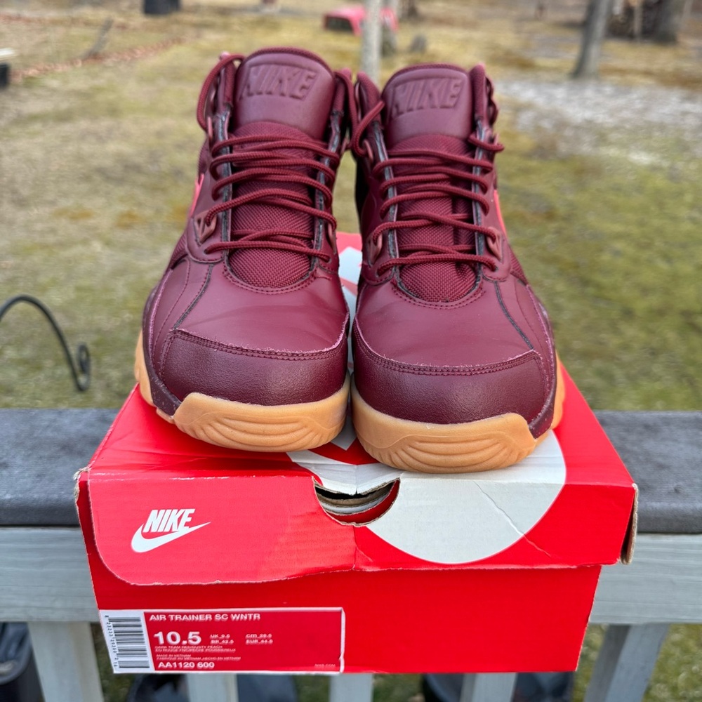 Nike Air Trainer SC High Maroon and Orange Athletic Shoes - Picture 4 of 7